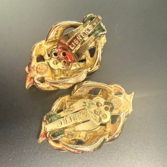 Vintage Lisner Gold Tone Woven Clip On Earrings - Picture 5 of 6
